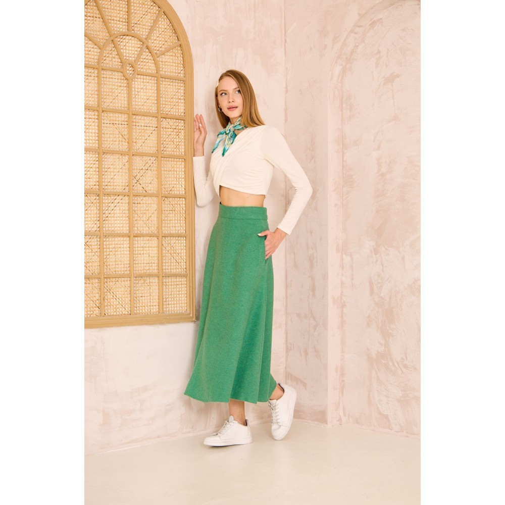 Pasaklı Giyim Pasaklı Giyim Kadın Kiloş Kaşe Etek Yeşil - Premium Kadın Giyim