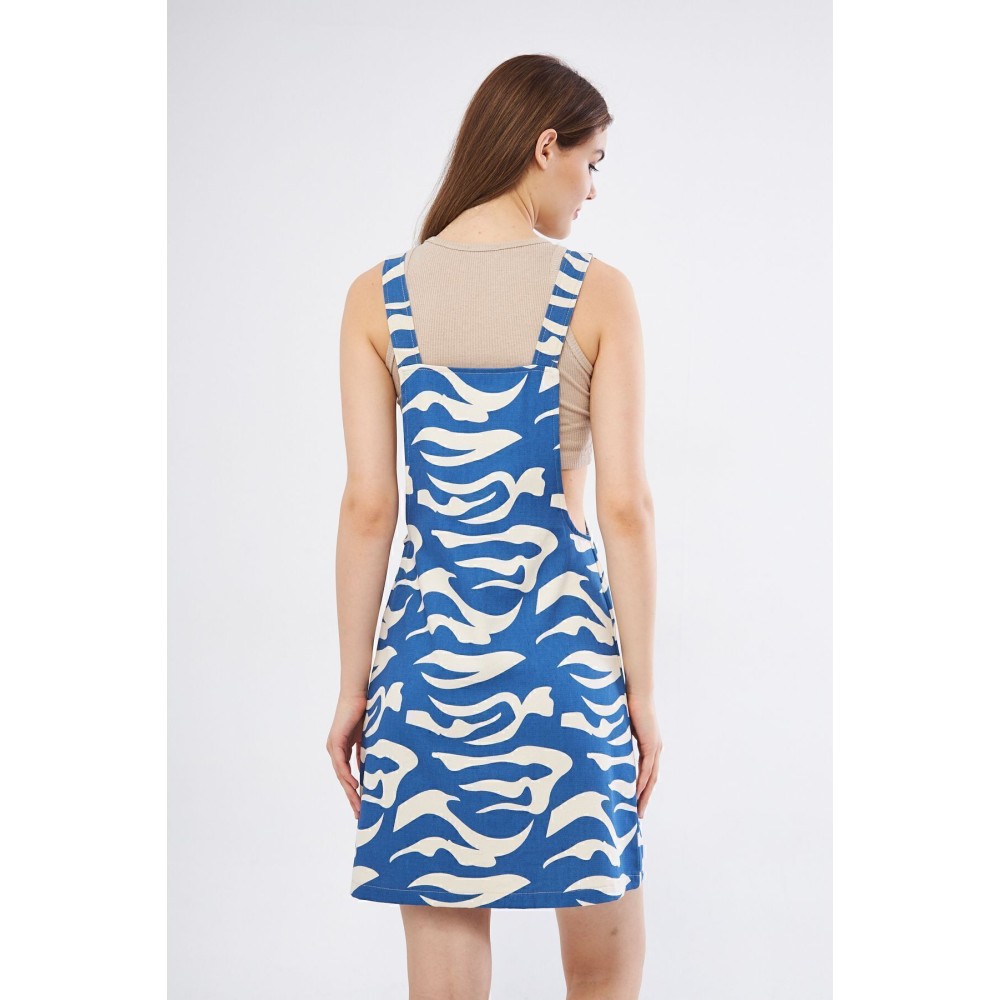 Pasaklı Giyim Pasaklı Giyim Kadın Gabardin Salopet Mini Elbise Saks - Premium Kadın Giyim