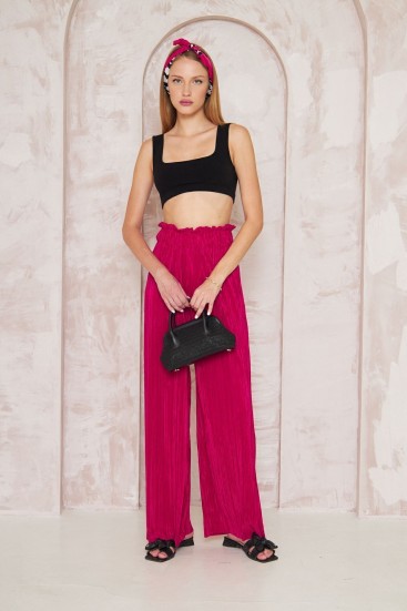 Pasaklı Giyim Bürümcük Örme Pantolon 3578160 Fuşya