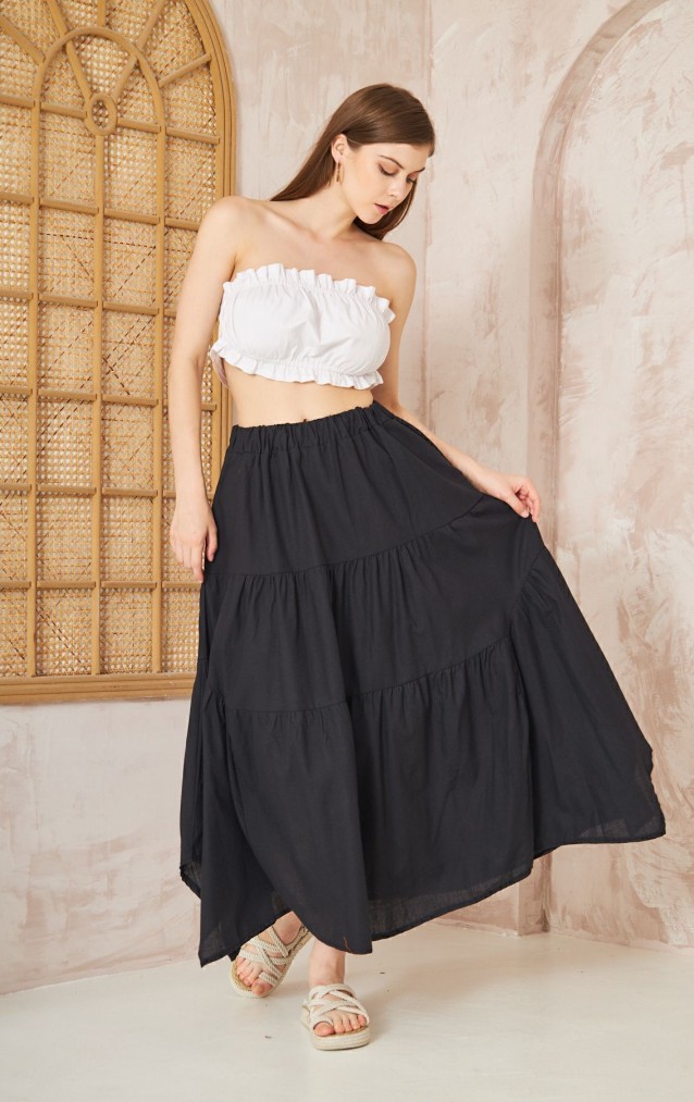 Pasaklı Giyim Kadın Asimetrik 3 Kat Etek 3574300 Siyah