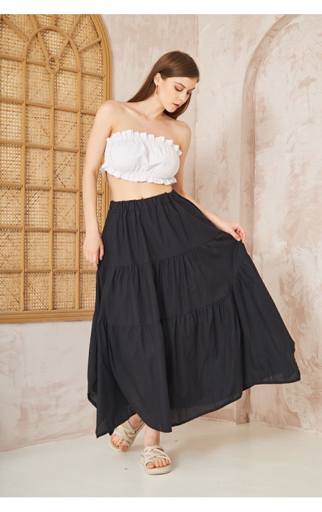 Pasaklı Giyim Kadın Asimetrik 3 Kat Etek 3574300 Siyah