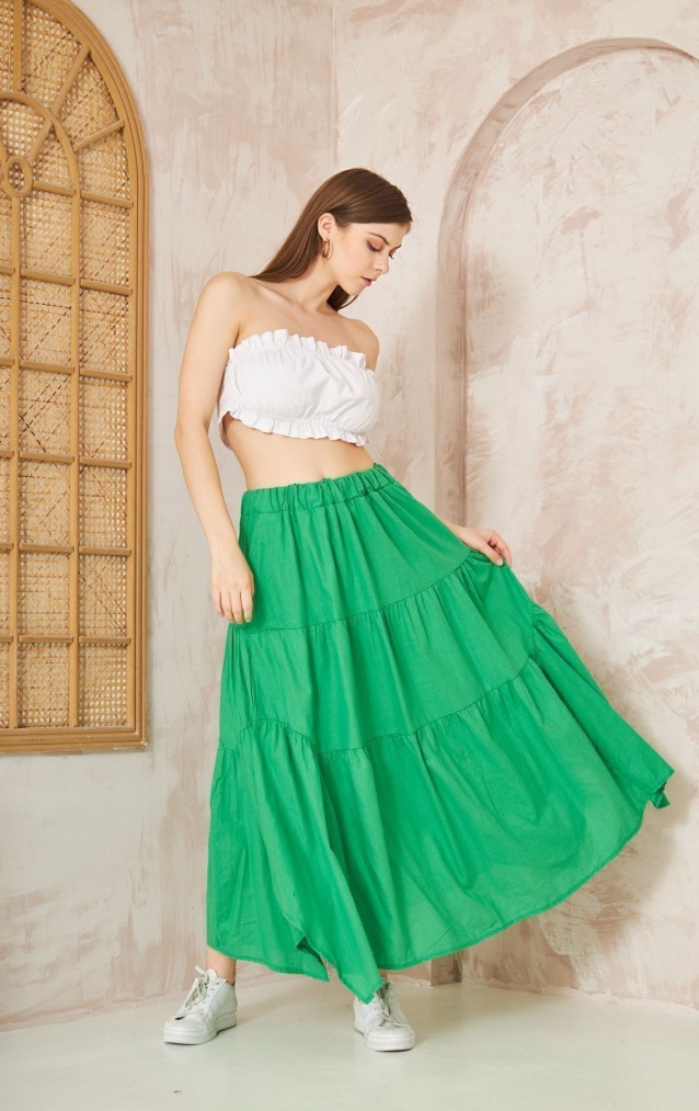 Pasaklı Giyim Kadın Asimetrik 3 Kat Etek 3574300 Yeşil