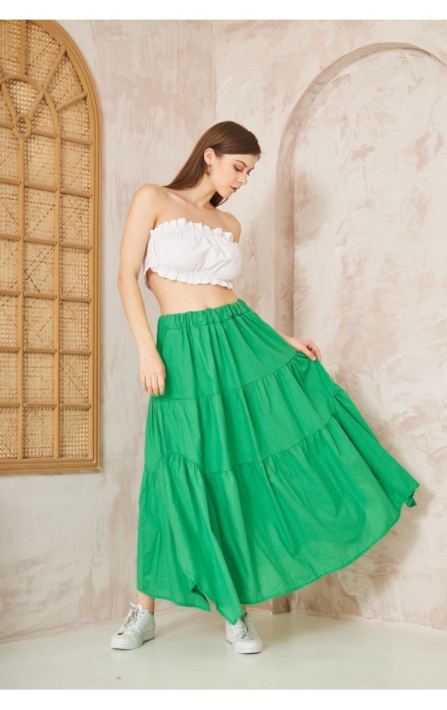 Pasaklı Giyim Kadın Asimetrik 3 Kat Etek 3574300 Yeşil