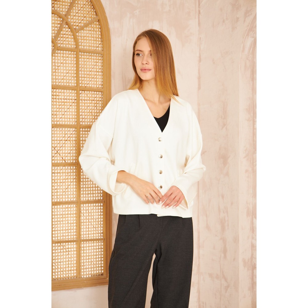 Pasaklı Giyim Pasaklı Giyim Kadın Scuba Hırka Beyaz - Premium Kadın Giyim