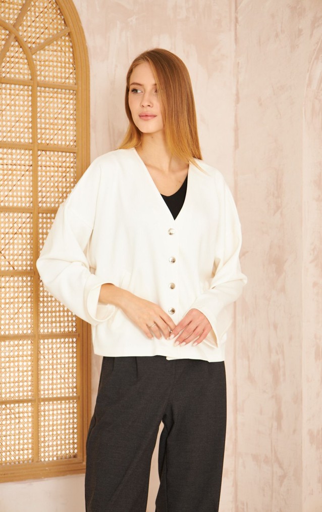 Pasaklı Giyim Kadın Scuba Hırka 3510 Beyaz