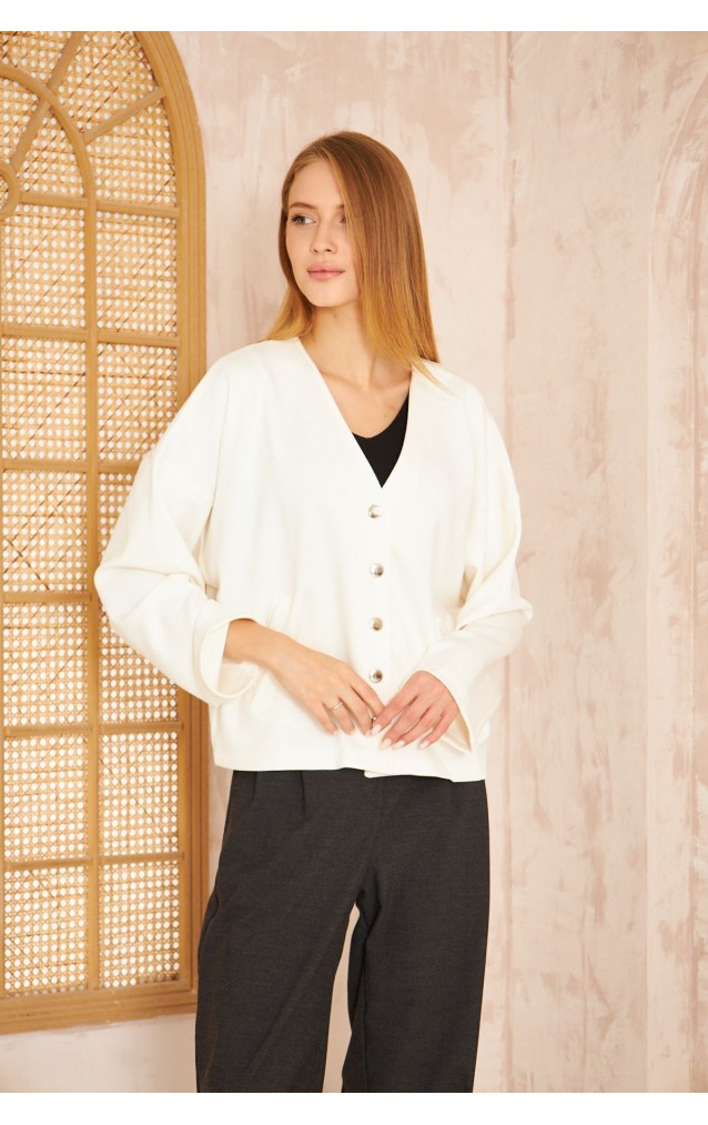 Pasaklı Giyim Kadın Scuba Hırka 3510 Beyaz