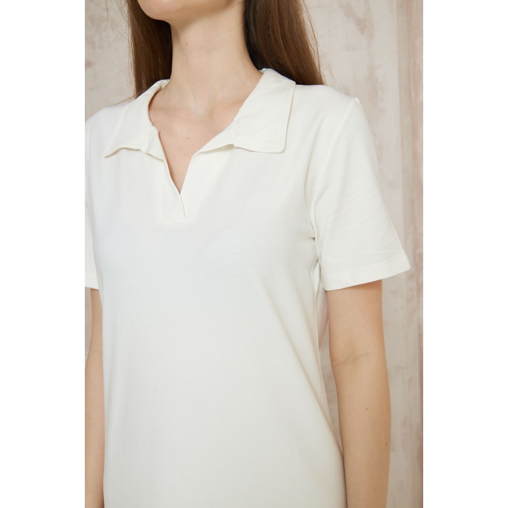 Pasaklı Giyim Pasaklı Giyim Kadın Polo Yaka Elbise Beyaz - Premium Kadın Giyim