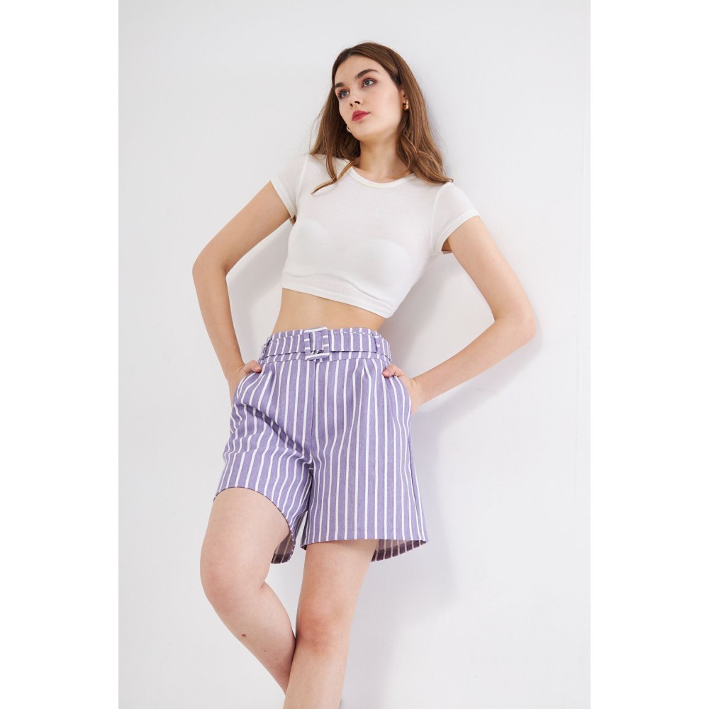 Pasaklı Giyim Pasaklı Giyim Kadın Gabardin Mini Şort Mor - Premium Kadın Giyim