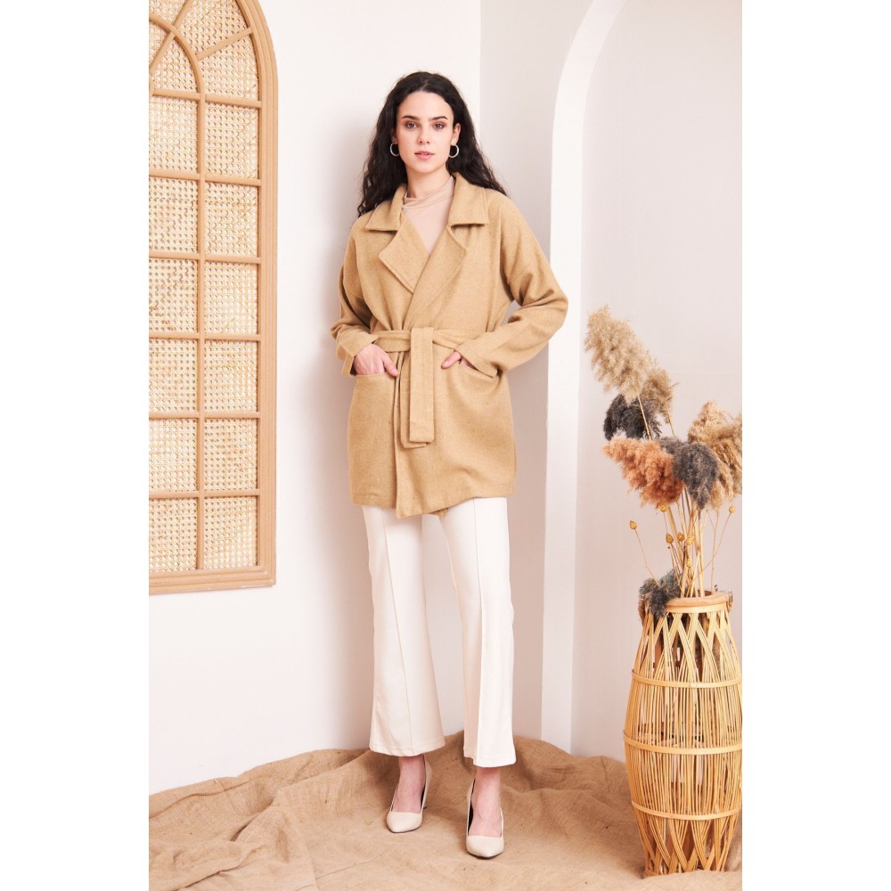 Pasaklı Giyim Pasaklı Giyim Kadın Kaşe Kaban Camel - Premium Kadın Giyim