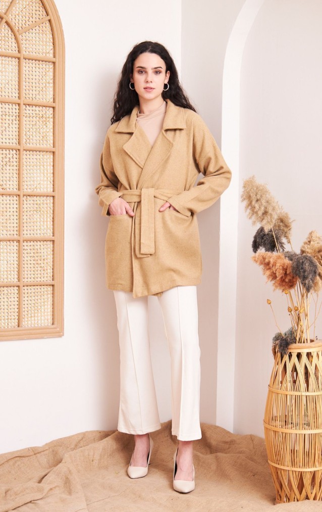 Pasaklı Giyim Kadın Kaşe Kaban 3296341 Camel