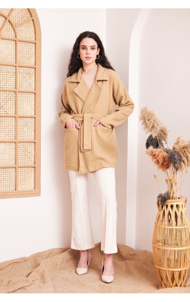 Pasaklı Giyim Kadın Kaşe Kaban 3296341 Camel