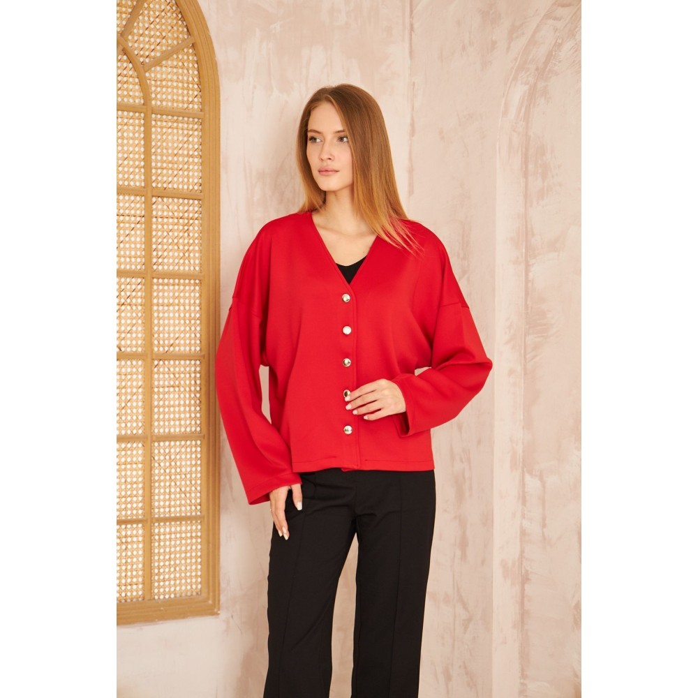 Pasaklı Giyim Pasaklı Giyim Kadın Scuba Hırka Kırmızı - Premium Kadın Giyim