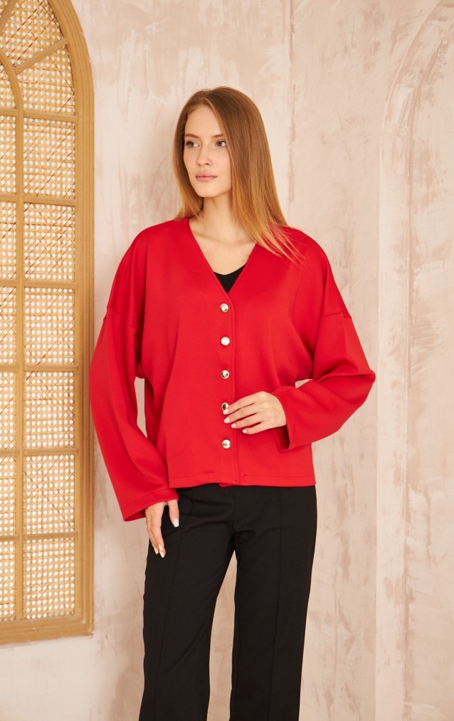 Pasaklı Giyim Kadın Scuba Hırka 3510 Kırmızı