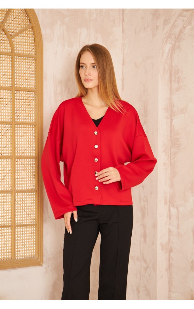 Pasaklı Giyim Kadın Scuba Hırka 3510 Kırmızı