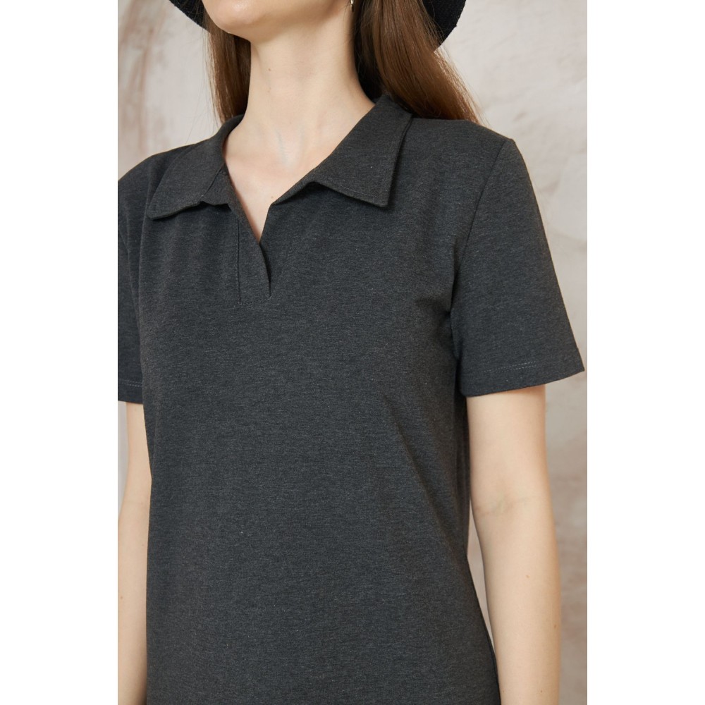 Pasaklı Giyim Pasaklı Giyim Kadın Polo Yaka Elbise Antrasit - Premium Kadın Giyim