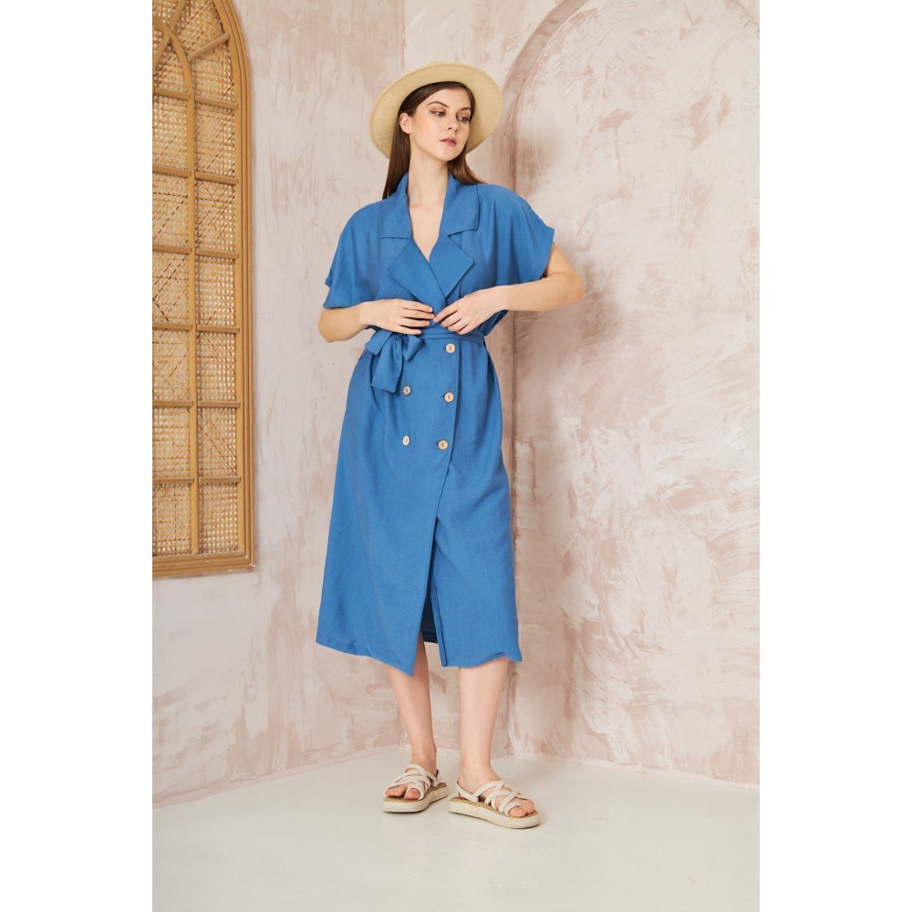 Pasaklı Giyim Pasaklı Giyim Kadın Keten Ceket Elbise İndigo - Premium Kadın Giyim