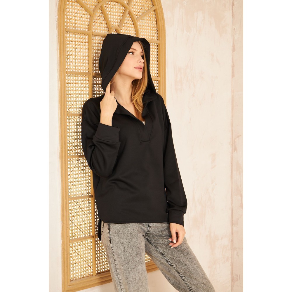Pasaklı Giyim Pasaklı Giyim Kadın Kapüşonlu Sweatshirt Siyah - Premium Kadın Giyim