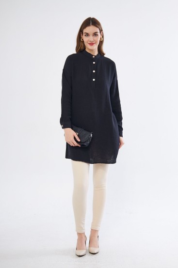 Pasaklı Giyim Kadın Müslin Tunik Gömlek 3520340 Siyah
