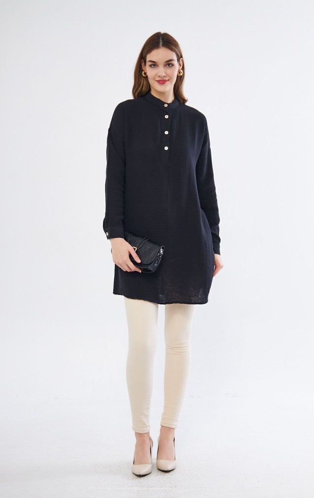 Pasaklı Giyim Kadın Müslin Tunik Gömlek 3520340 Siyah