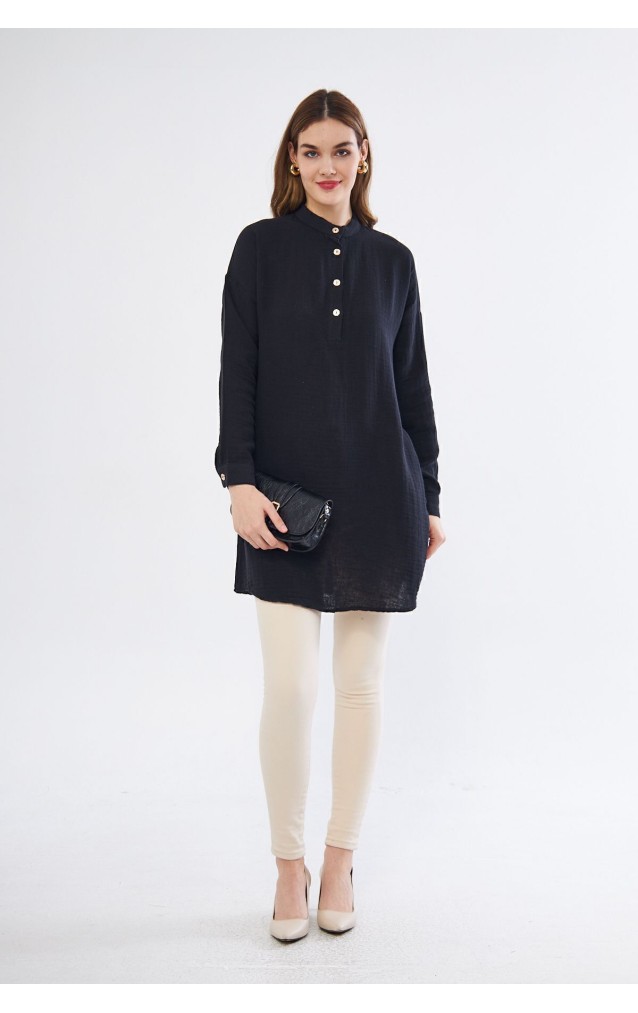 Pasaklı Giyim Kadın Müslin Tunik Gömlek 3520340 Siyah