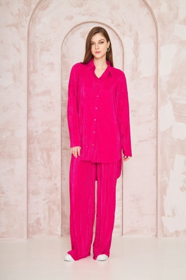Pasaklı Giyim kadın Piliseli Bürümcük Pantolon Tunik Alt Üst Takım 3573374 Fuşya