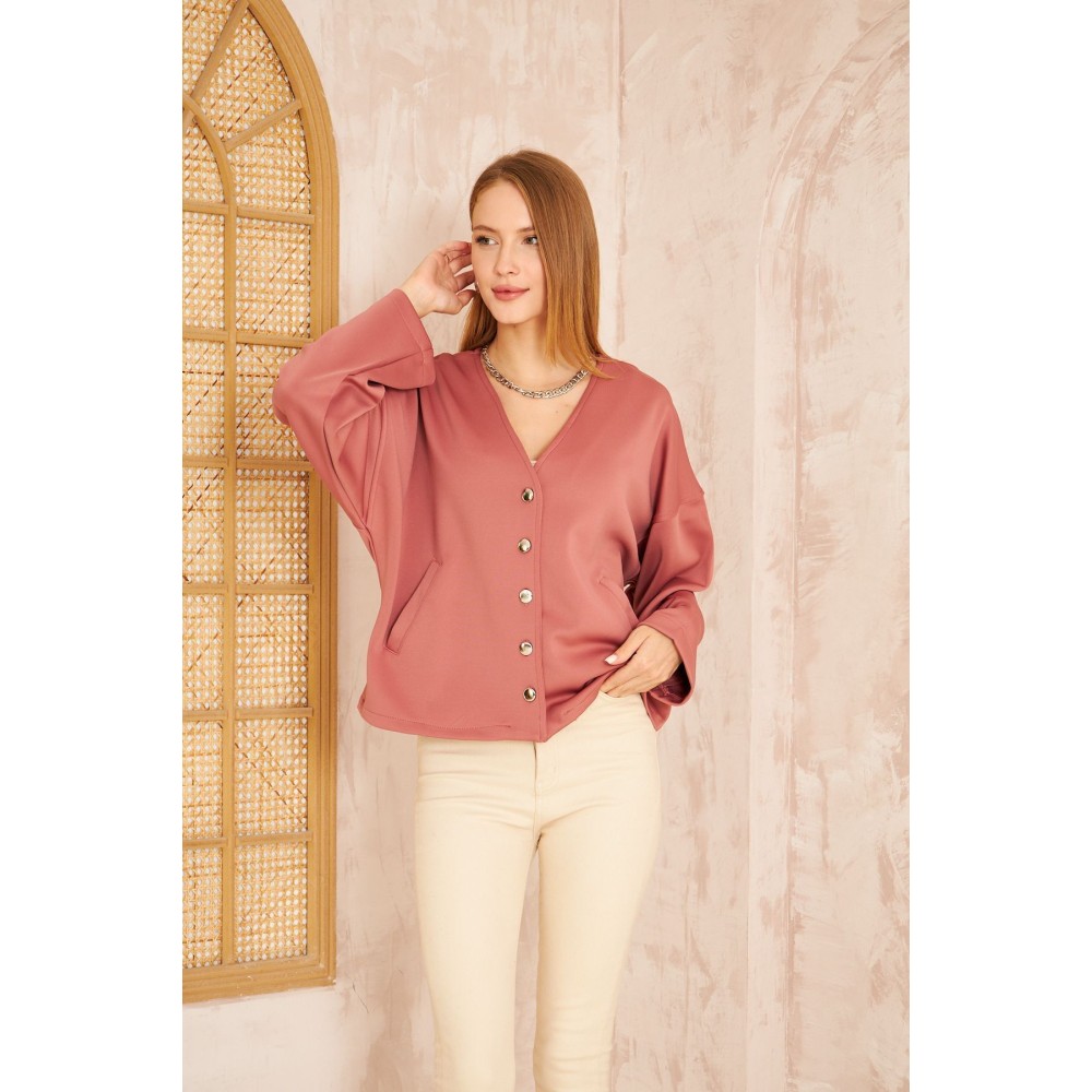 Pasaklı Giyim Pasaklı Giyim Kadın Scuba Hırka Pudra - Premium Kadın Giyim