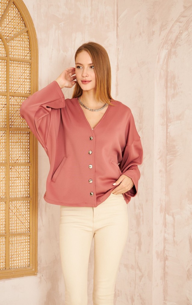 Pasaklı Giyim Kadın Scuba Hırka 3510 Pudra