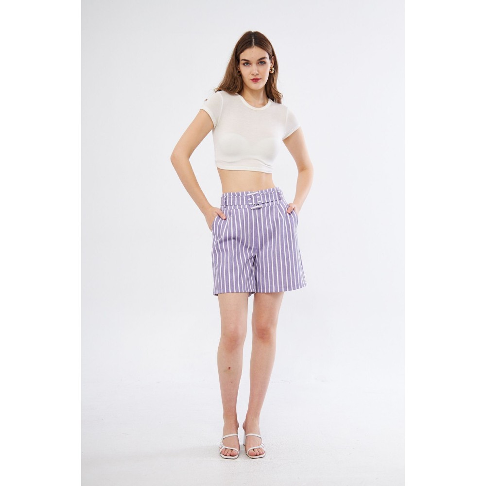 Pasaklı Giyim Pasaklı Giyim Kadın Gabardin Mini Şort Mor - Premium Kadın Giyim