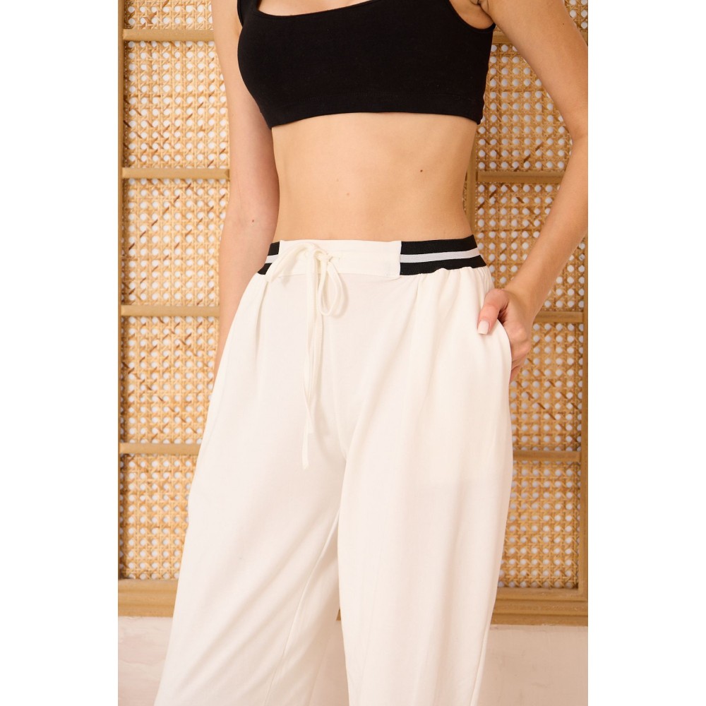 Pasaklı Giyim Pasaklı Giyim Kadın Bilek Boy Pantolon-Eşorfman, Beyaz - Premium Kadın Giyim