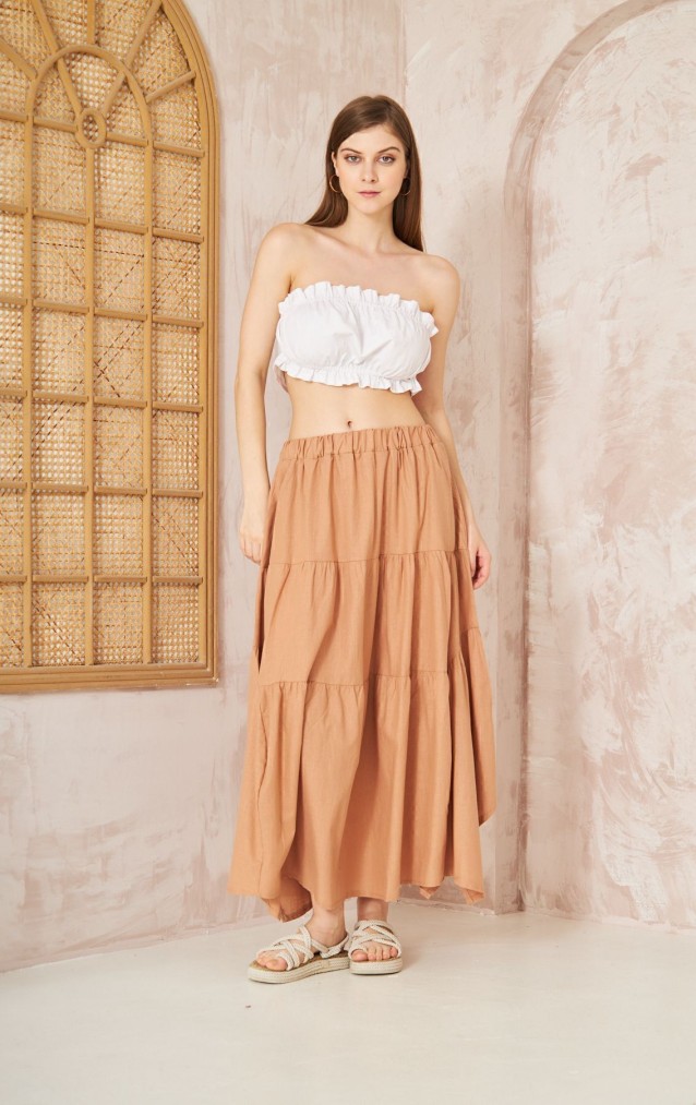 Pasaklı Giyim Kadın Asimetrik 3 Kat Etek 3574300 Camel