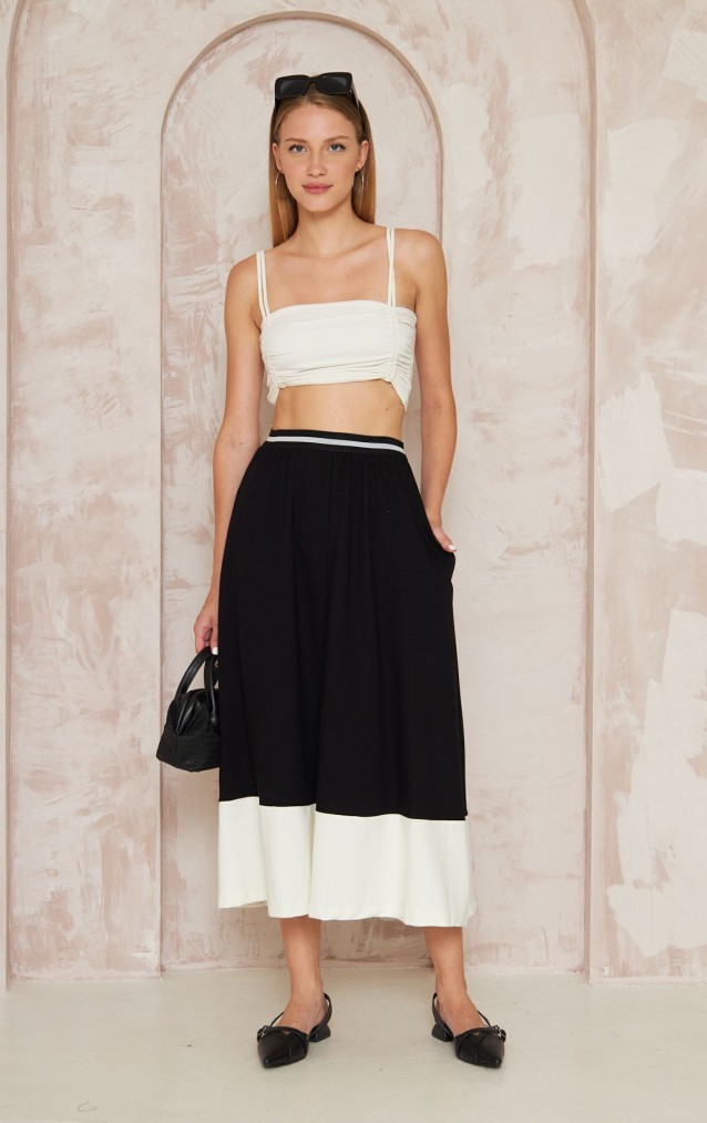 Pasaklı Giyim Kadın Kiloş Etek Renk Bloklu 3535230 Siyah