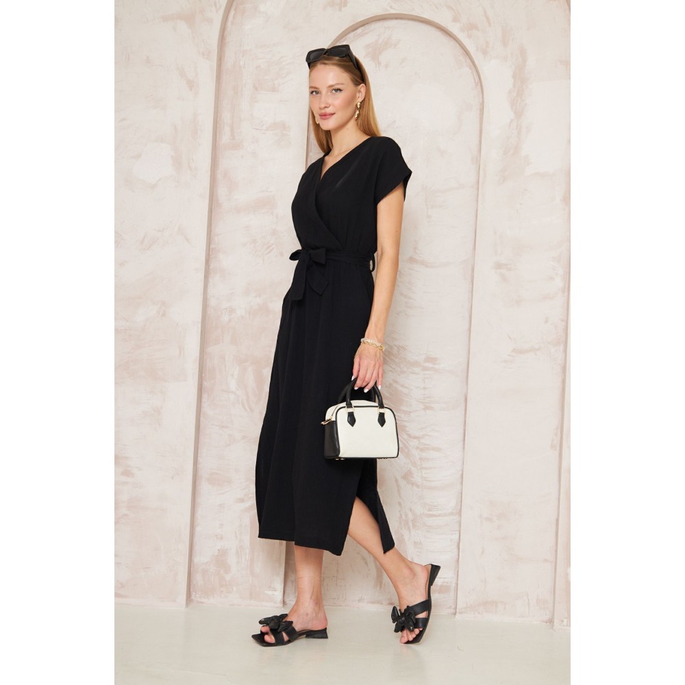 Pasaklı Giyim Pasaklı Giyim Kadın %100 Pamuk Müslin Elbise Siyah - Premium Kadın Giyim