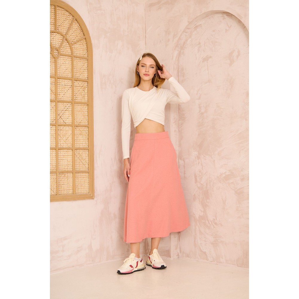 Pasaklı Giyim Pasaklı Giyim Kadın Kiloş Kaşe Etek Pembe - Premium Kadın Giyim