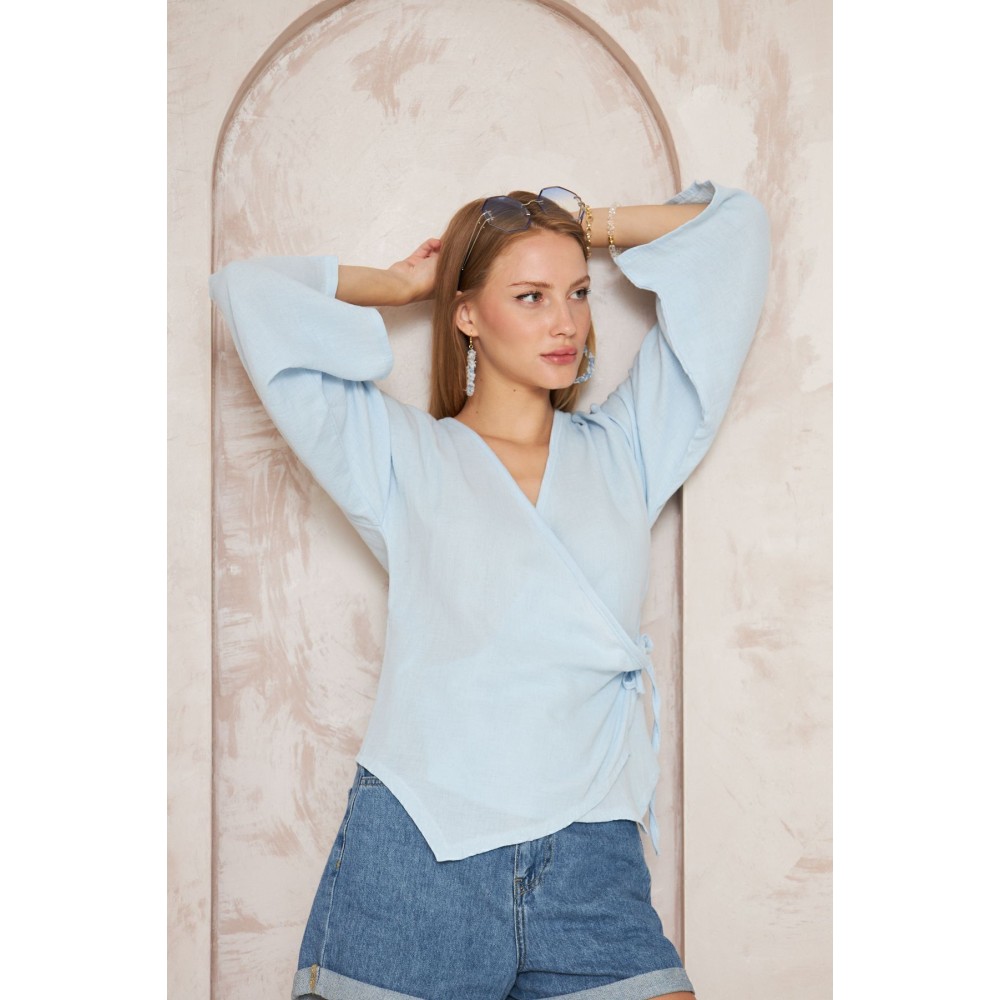 Pasaklı Giyim Pasaklı giyim Kadın %100 Pamuk Bağcıklı Bluz Bebemavi - Premium Kadın Giyim