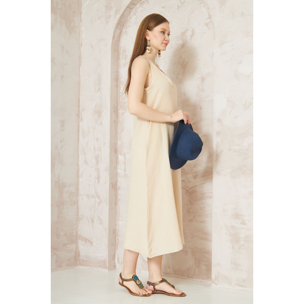 Pasaklı Giyim Pasaklı Giyim Kadın %100 Pamuk Müslin Elbise Taş - Premium Kadın Giyim