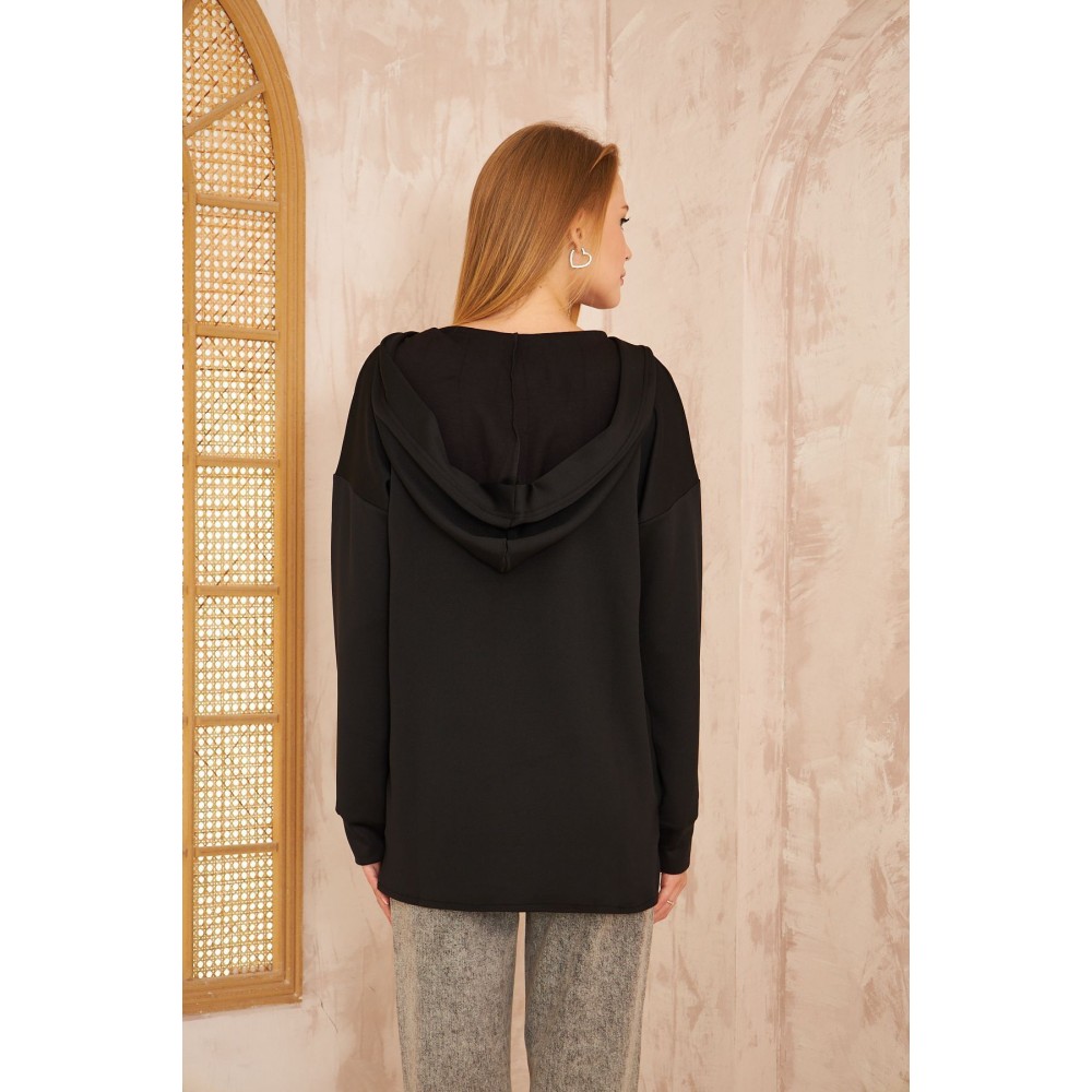 Pasaklı Giyim Pasaklı Giyim Kadın Kapüşonlu Sweatshirt Siyah - Premium Kadın Giyim