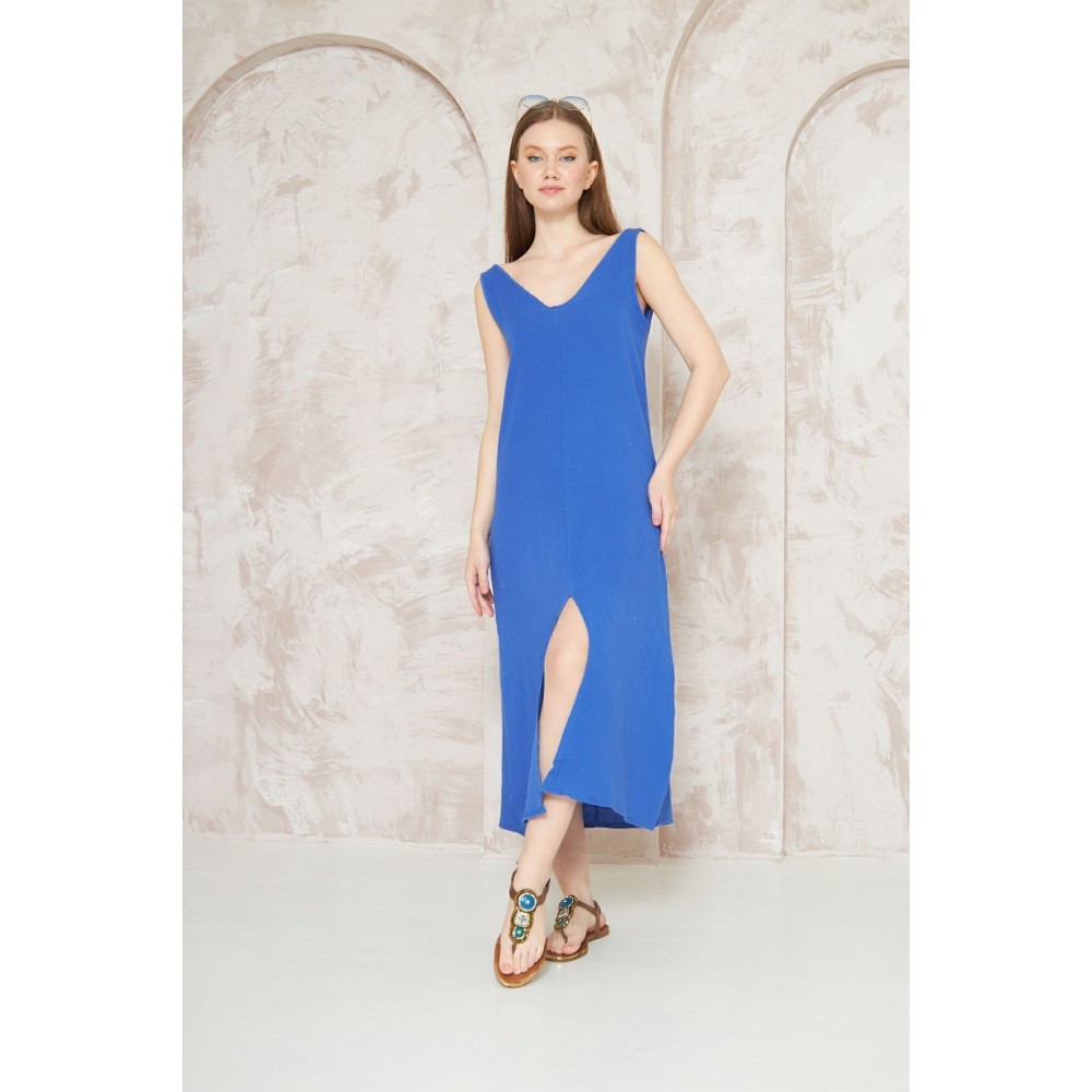 Pasaklı Giyim Pasaklı Giyim Kadın %100 Pamuk Müslin Elbise İndigo - Premium Kadın Giyim