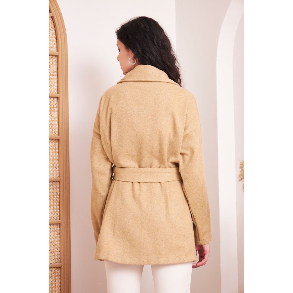 Pasaklı Giyim Pasaklı Giyim Kadın Kaşe Kaban Camel - Premium Kadın Giyim