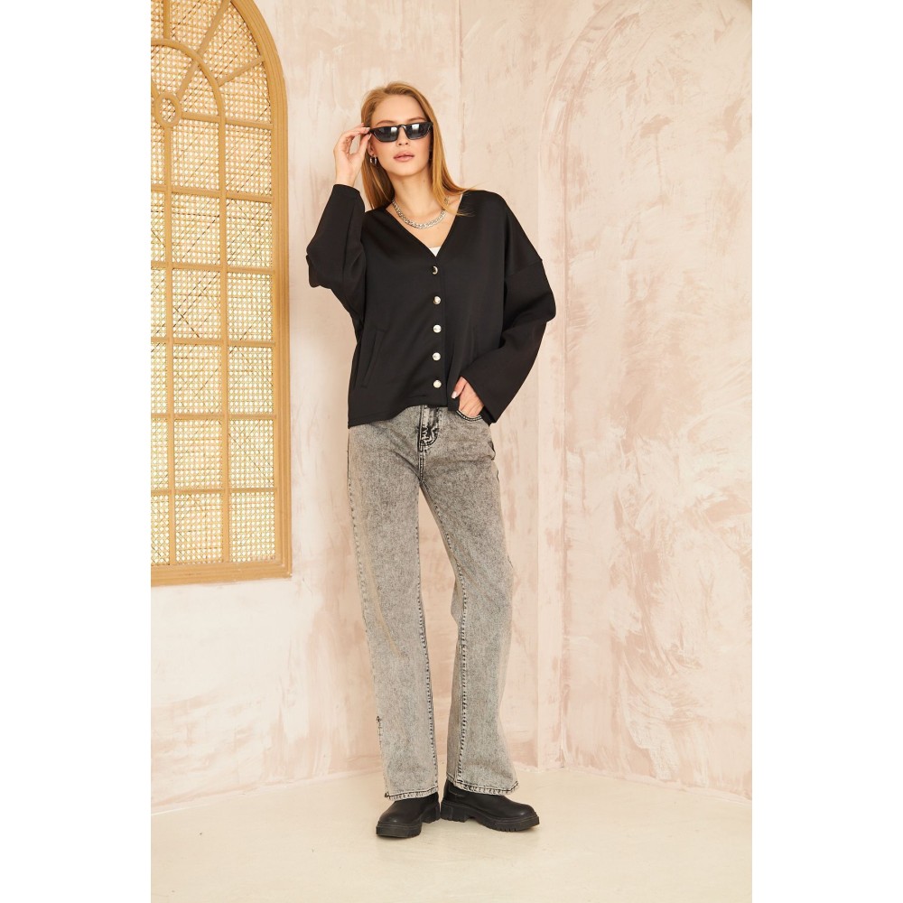 Pasaklı Giyim Pasaklı Giyim Kadın Scuba Hırka Siyah - Premium Kadın Giyim