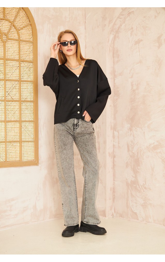 Pasaklı Giyim Kadın Scuba Hırka 3510 Siyah