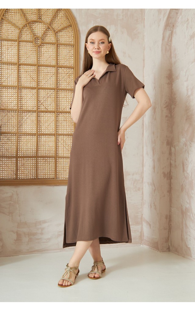 Pasaklı Giyim Kadın Polo Yaka Elbise 3525275 Kahverengi