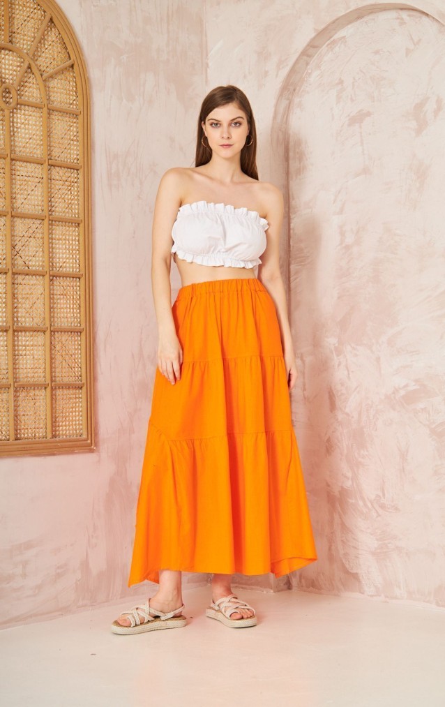 Pasaklı Giyim Kadın Asimetrik 3 Kat Etek 3574300 Turuncu