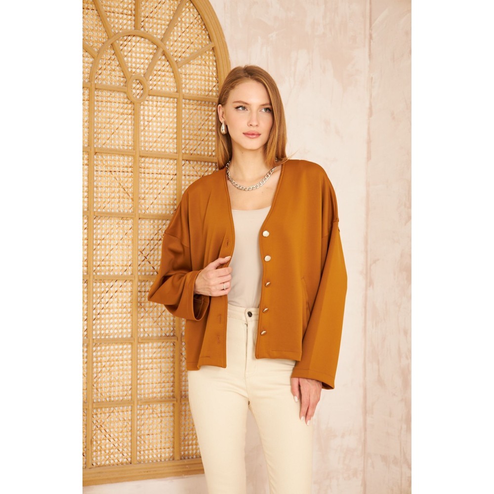 Pasaklı Giyim Pasaklı Giyim Kadın Scuba Hırka Camel - Premium Kadın Giyim