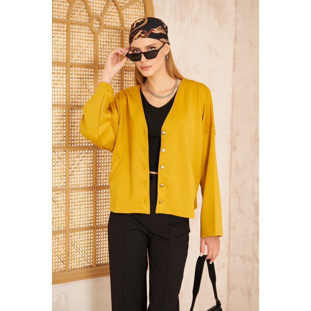 Pasaklı Giyim Pasaklı Giyim Kadın Scuba Hırka Hardal - Premium Kadın Giyim