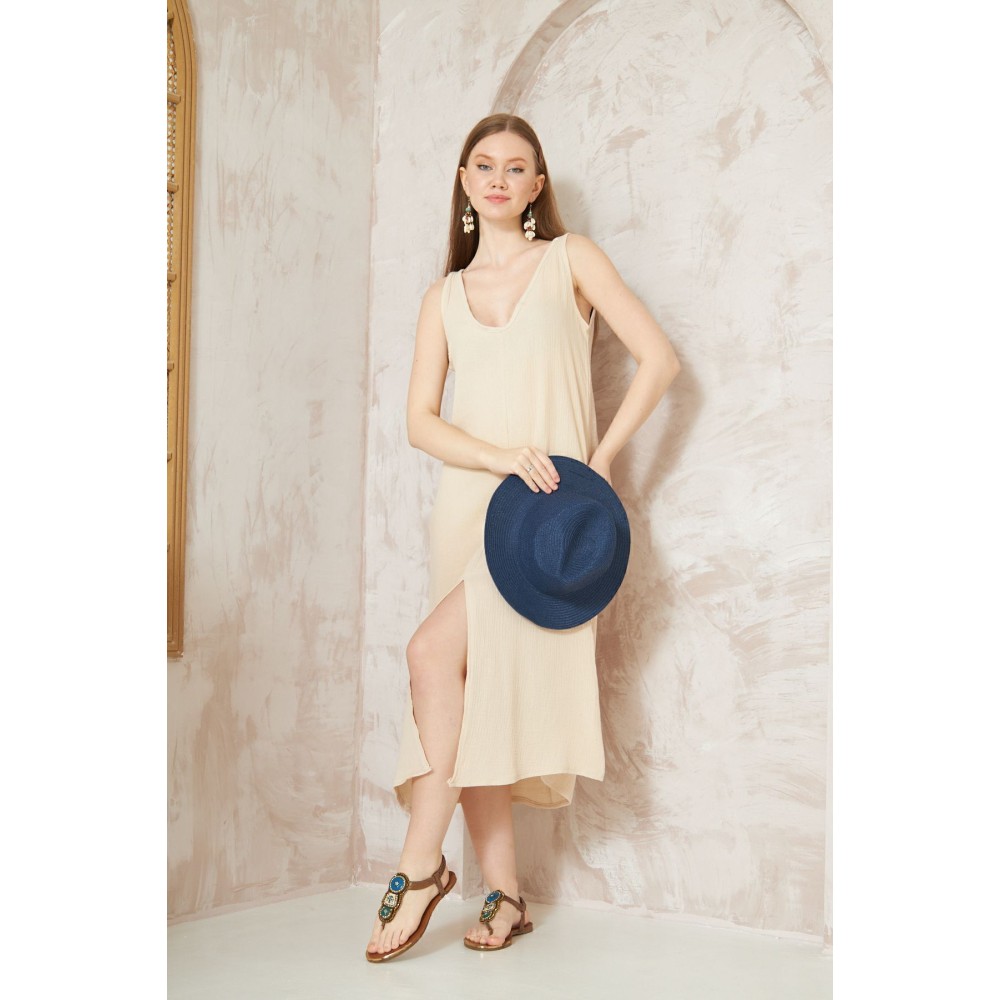 Pasaklı Giyim Pasaklı Giyim Kadın %100 Pamuk Müslin Elbise Taş - Premium Kadın Giyim