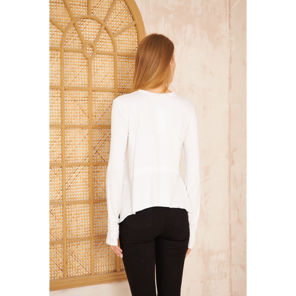 Pasaklı Giyim Pasaklı Giyim Kadın Parmak Geçirmeli Yoga Bluz Beyaz - Premium Kadın Giyim