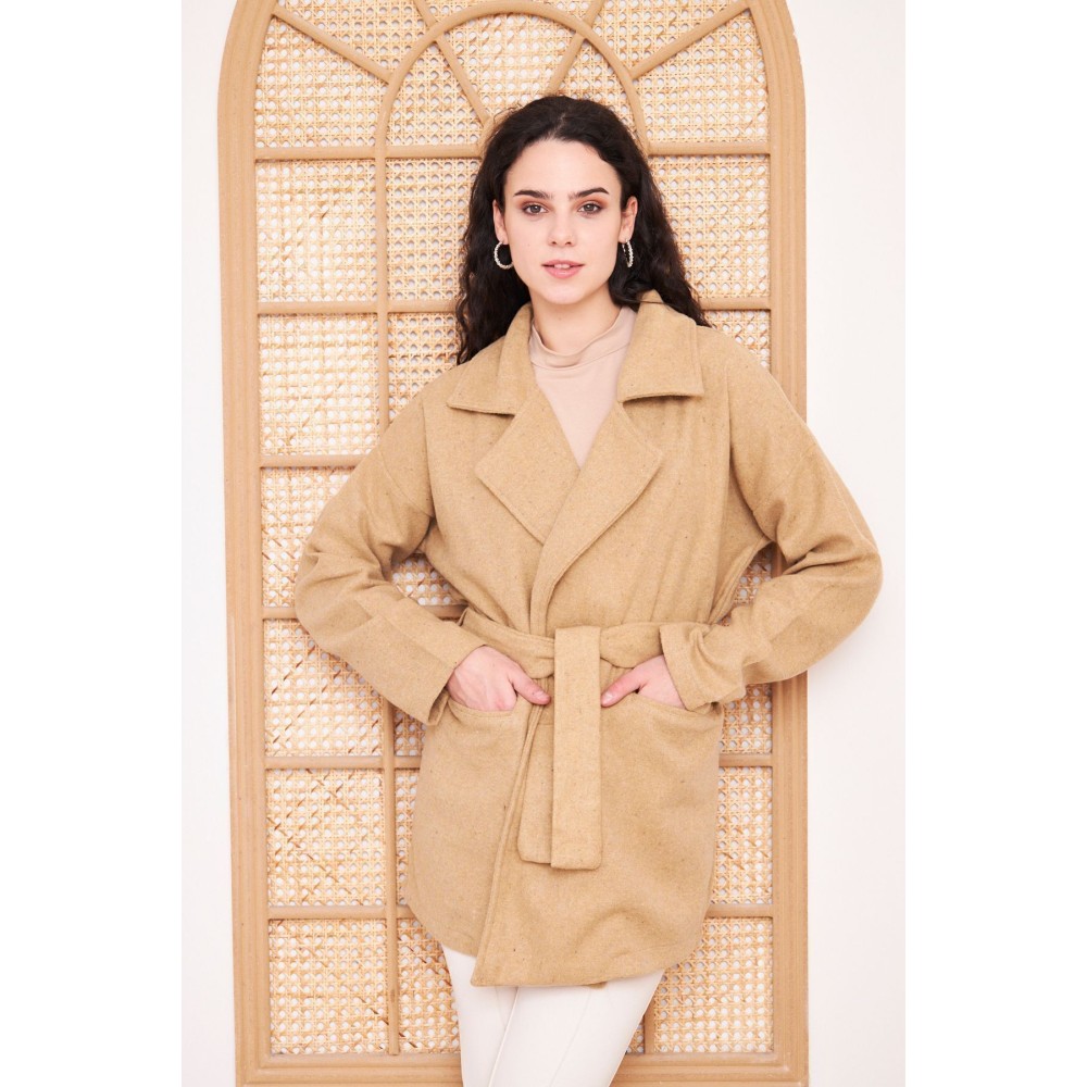 Pasaklı Giyim Pasaklı Giyim Kadın Kaşe Kaban Camel - Premium Kadın Giyim