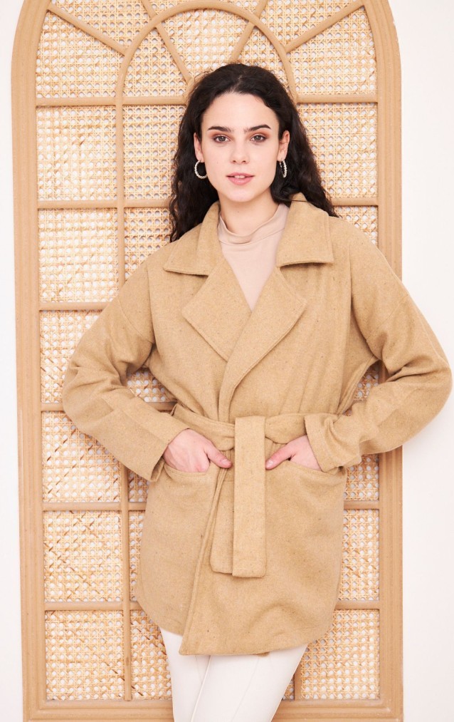 Pasaklı Giyim Kadın Kaşe Kaban 3296341 Camel