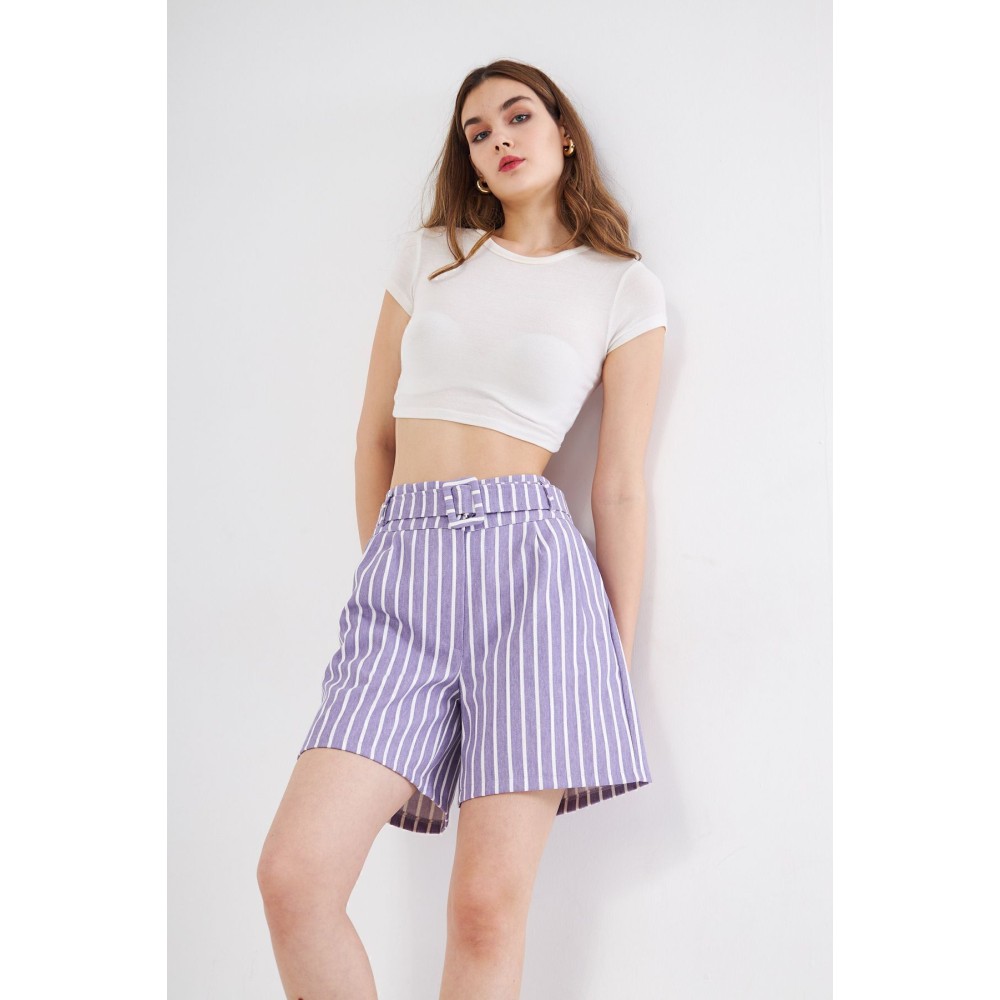 Pasaklı Giyim Pasaklı Giyim Kadın Gabardin Mini Şort Mor - Premium Kadın Giyim