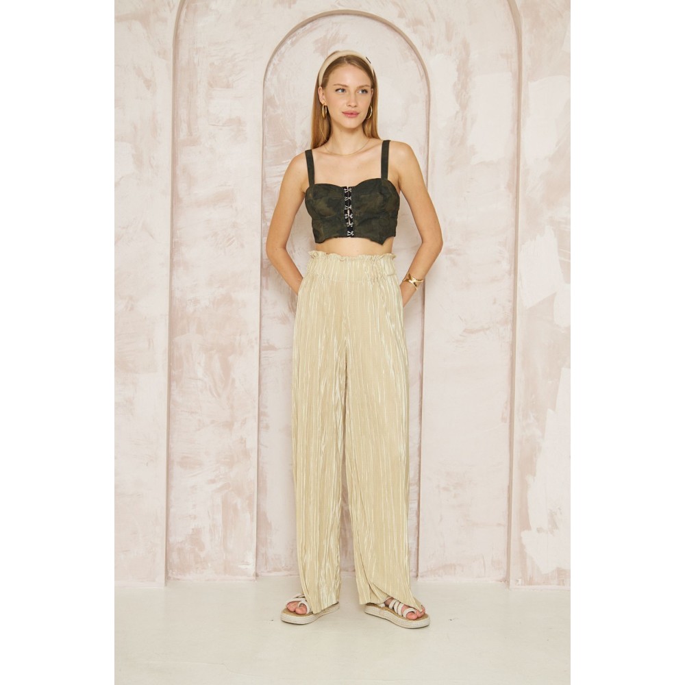 Pasaklı Giyim Pasaklı Giyim Bürümcük Örme Pantolon Sarı - Premium Kadın Giyim